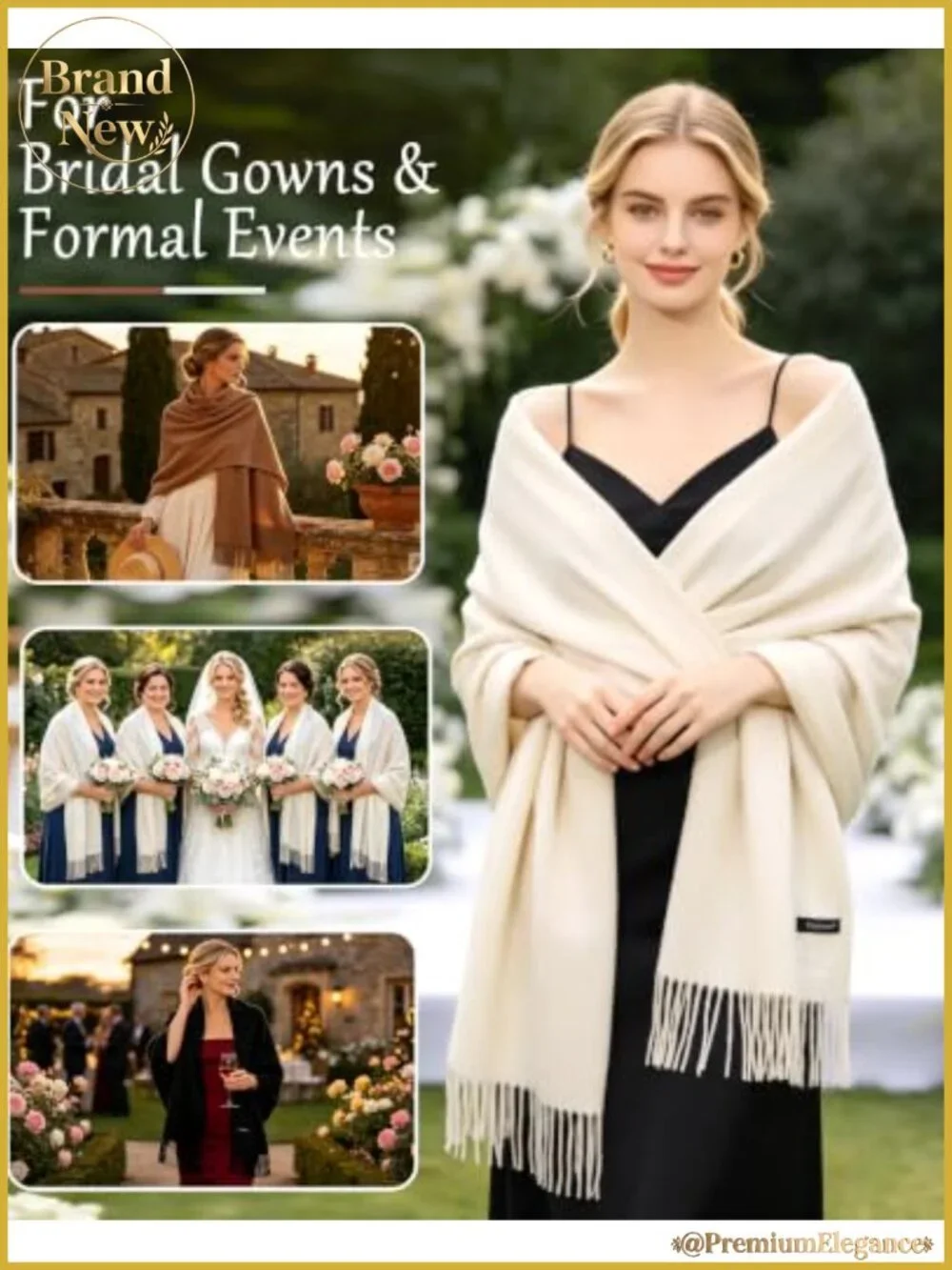 Womens Pashmina Shawl Wrap Evening Dress Shoulder Wrap Tassel Scarf